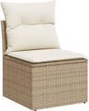 vidaXL Tuinbank zonder armleuning met kussens poly rattan beige
