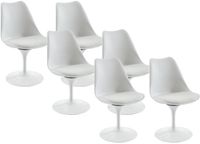 Vente-unique Set van 6 draaibare stoelen van polypropyleen, stof en staal - Wit - XAFY