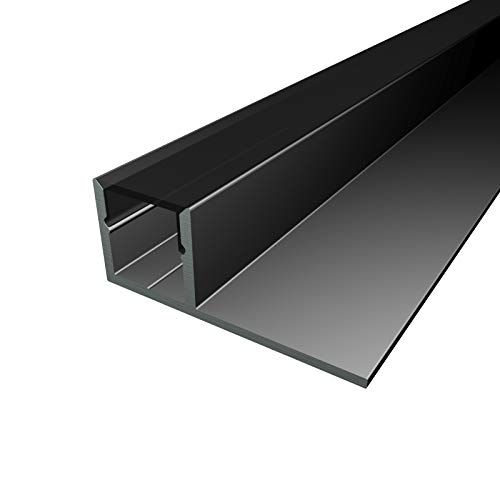 Alupona Mola (MO-111) tegelprofiel aluminium 1 x 2 m zwart | tegel-eindstrip voor ledstrips tot 1 cm breed | U-profiel tegelrail + acryl afdekking zwart | aluminium profiel belastbaar