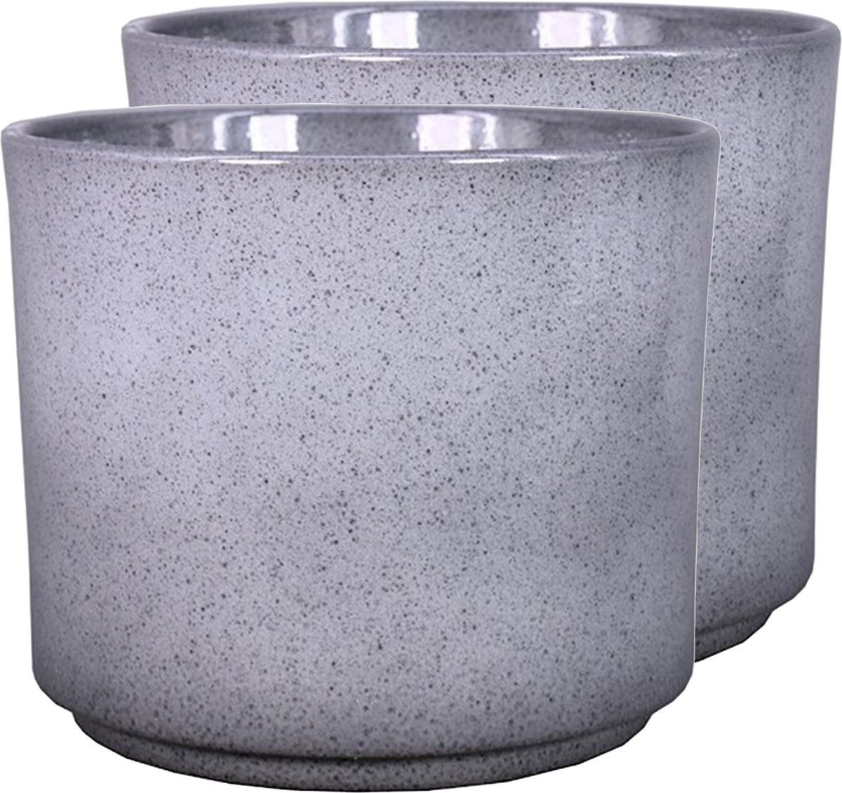 Floran Plantenpot Calla - 2x Stuks - grijs - keramiek - D10,5 x H8,5 - bloempot