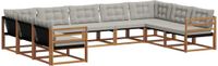 vidaXL Acacia Hout Bank Loungeset 9 Zitplaatsen Natuurlijk en Lichtgrijs