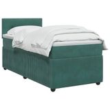 vidaXL Boxspringbed met matras, Donkergroen, 90 x 200 cm, Fluweel