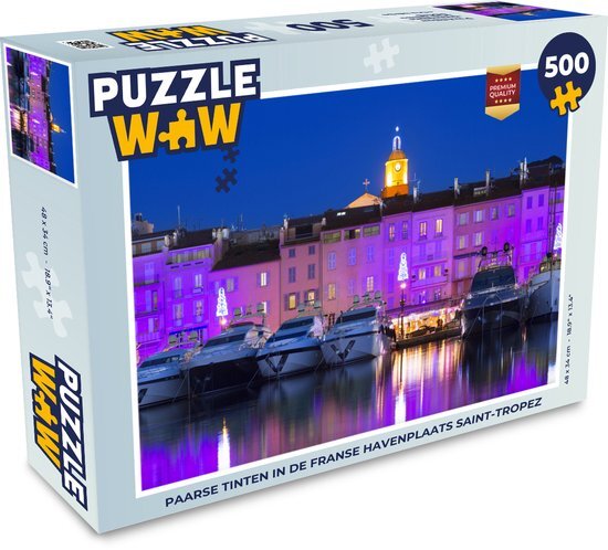 MuchoWow Puzzel Paarse tinten in de Franse havenplaats Saint-Tropez - Legpuzzel - Puzzel 500 stukjes