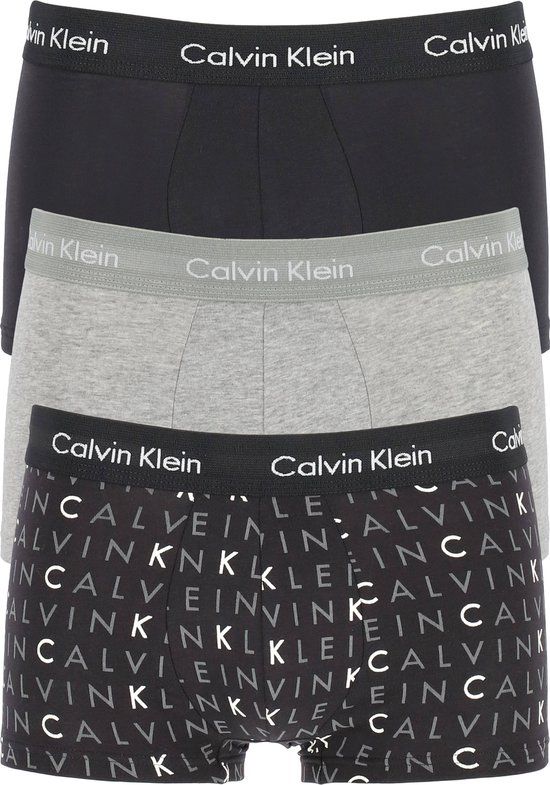 Calvin Klein 3-pack Low Rise Trunk Boxershorts - Men - Size XL - Black/White/Light Grey