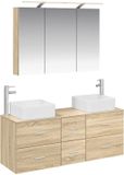 vidaXL Badkamermeubel Set 4 stuks Sonoma Eiken Bewerkt hout en glas