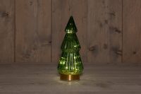 Annas collection B.O.T. Tree Glass 10X23,5 cm Green With Golden Base 10Led kerstverlichting Anna's Collection