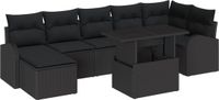 vidaXL Tuinbank Set 8-delig Zwart Polywood