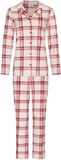 Pastunette - Alpine Creme - Pyjama - Doorknoop - Velours Fleece - Creme/Rood - Geruit - Maat 44