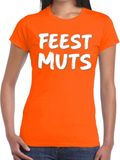 Bellatio Decorations Koningsdag t-shirt - Feestmuts - voor dames - Oranje kleding - korte mouwen - humor S