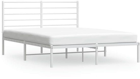 vidaXL Bedframe met hoofdbord metaal wit 160x200 cm