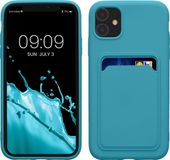 kwmobile telefoonhoesje geschikt voor Apple iPhone 11 - Hoesje met pasjeshouder - TPU case in mat lichtblauw