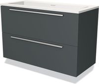 Maxaro Badkamermeubel 100cm Modulo Donkergrijs 2 Lades Vlak Wastafel Solid Surface