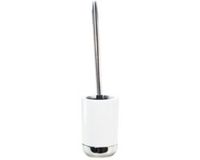 Merkloos Toiletborstel wit/zilver met houder keramiek 42 cm