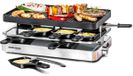 Merkloos Raclette grill - Traploze temperatuurregeling - 37 x 23 cm - Aluminium - Met 8 pannen en 8 keerschrapers