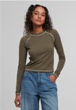 Urban Classics Contrast Jersey Longsleeve top 3XL Olijfgroen