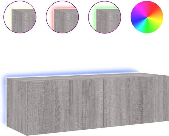 vidaXL Tv-wandmeubel met LED-verlichting 100x35x31 cm grijs sonoma