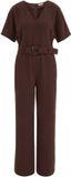 WE Fashion Dames jumpsuit met ceintuur - Dark brown - XXXL