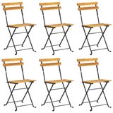 VidaXL Fauteuils pliants, 6 pièces, en acier et bois d'acacia massif