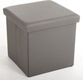 zitzak, Atmosphera Poef/Hocker/voetenbankje - opbergbox - grijs - pvc/mdf - 38 x 38 cm - opvouwbaar