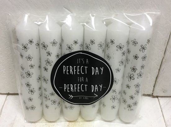 Rustik lys - Diner kaarsen set van 6 stuks - Flower - Wit Zwart - 4752046052777