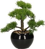 Atmosphera bonsai boompje in keramische pot - 36 cm - groen - kunstplant