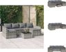 vidaXL Loungeset met kussens, polyrattan, grijs