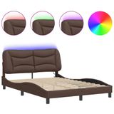 vidaXL Bedframe met LED zonder matras "Hvar" bruin 140x190 cm