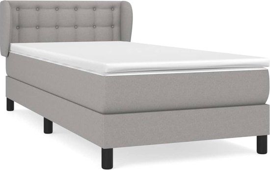vidaXL Boxspring met matras stof lichtgrijs 90x190 cm