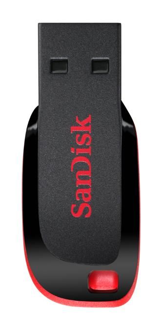 SanDisk Cruzer Blade USB Flash Drive - 128GB - USB 2.0 - Black/Red