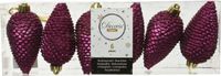 Decoris Kersthangers dennenappels - 6x st - magnolia roze - glitter - 8 cm - kunststof