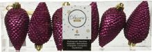 Decoris Kersthangers dennenappels - 6x st - magnolia roze - glitter - 8 cm - kunststof