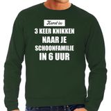 Bellatio Decorations Groene foute Kersttrui / sweater - Kerst is 3 keer knikken naar schoonfamilie - heren - Kerstkleding / Christmas outfit XL