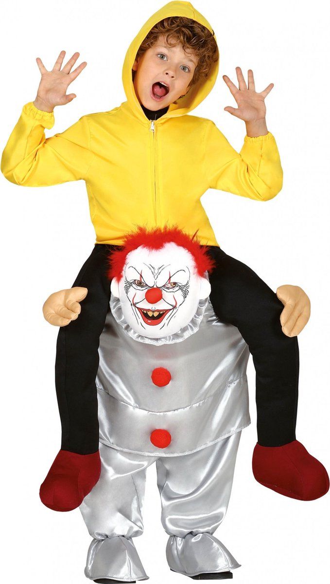 Fiestas Guirca Carry-me Horrorclown Verkleedpak - Maat 140/146 - Geel