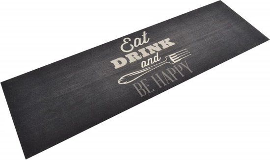 vidaXL Keukenmat wasbaar keukenprint 60x180 cm fluweel zwart