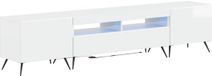 vidaXL meuble TV LED BREDA 3 pcs Blanc brillant Bois modifié