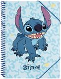 Disney, A4 Stitch Spiraalmap met 30 Hoezen Elastische Sluiting, Blauw