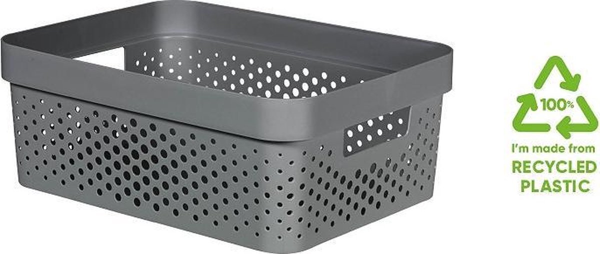 Curver Infinity Recycled Box 11l Dots D.grijs 35.6x26.6xh13.6cm