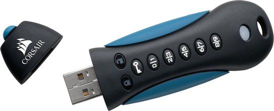 Corsair Padlock 3 - USB flash drive - 128 GB - USB 3.2 Gen 1 (3.1 Gen 1) - Black, Blue