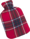 Merkloos / Sans marque Gerimport Warmwaterkruik - Set van 2x stuks - fleece hoes - rood - Schotse ruit print - 1,25 liter - 35 x 18 cm - kruik