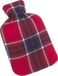 Merkloos / Sans marque Gerimport Warmwaterkruik - Set van 2x stuks - fleece hoes - rood - Schotse ruit print - 1,25 liter - 35 x 18 cm - kruik