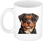 Bellatio Decorations Cadeau mok honden liefhebbers - Rotweiler - Cartoon tekening - keramiek - 300 ml