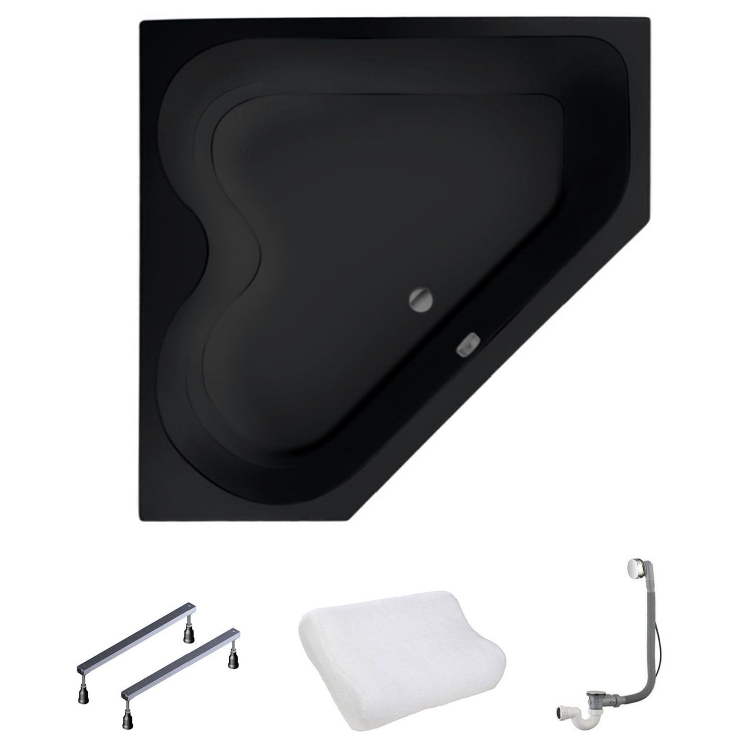 XENZ Cyprus Hoekbad - 145x145cm - Mat Zwart