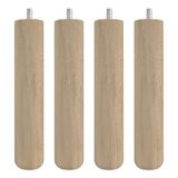 Duérmete Online - Set van 4 houten poten voor gestoffeerde onderlaag, cilindrisch met schroefdraad, hoogte 25 cm, natuurlijke kleur