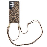 Selencia Hoesje - Geschikt voor Samsung Galaxy S25 Ultra - Backcover met koord en pashouder - Leopard