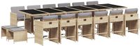 vidaXL 17-delige Tuinset met kussens, polyrattan, gemengd beige