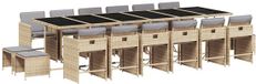 vidaXL 17-delige Tuinset met kussens, polyrattan, gemengd beige