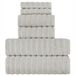 BERIBO Cloud 6-delige Turkse handdoekenset, 2x bad, 2 handen, 2 gezichtshanddoeken, 620 g/m², 100% katoen (mistgrijs)