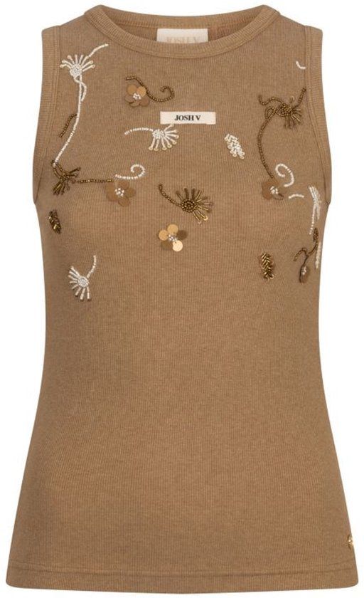 Josh V Dames top josh v katoen lange mouw KHAKI MELANGE S