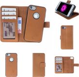 Celkani ® Hoesje voor Apple iPhone 7 - Verbrand bruin lederen 2-in-1 book cover met kaartsleuven