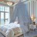 Bol Baldakijn chambre d'enfant, ciel de lit lit bébé chambre d'enfant 4 couleurs, avec finition en dentelle, moustiquaire ronde suspendue princesse moustiquaire, pour chambre d'enfant et décoration de salle de jeux (gris)